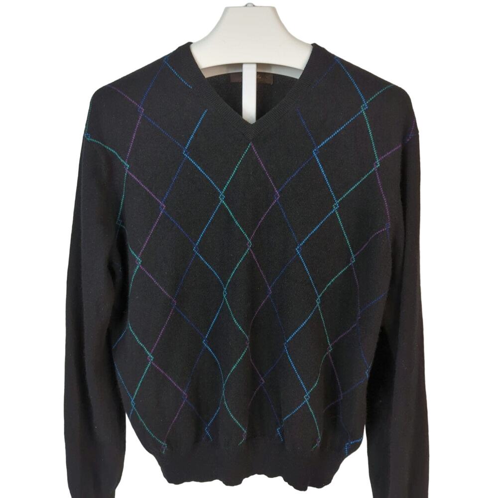 Tasso Elba‎ Cashmere V Neck Sweater Black XL